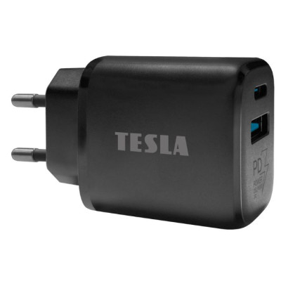 TESLA lādētājs T220 25W melns (USB-A, USB-C) TESLA lādētājs T220 25W melns (USB-A, USB-C)