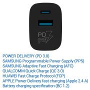 TESLA lādētājs T220 25W melns (USB-A, USB-C)