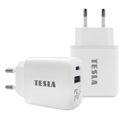TESLA lādētājs T220 25W balts (USB-A, USB-C) TESLA lādētājs T220 25W balts (USB-A, USB-C)