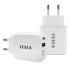 TESLA lādētājs T220 25W balts (USB-A, USB-C) TESLA lādētājs T220 25W balts (USB-A, USB-C)