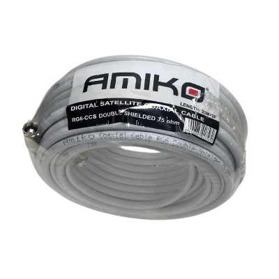 Koaksiālais kabelis 20m Amiko RG6W20CCS40+2F DUAL-SHIELD Koaksiālais kabelis 20m Amiko RG6W20CCS40+2F DUAL-SHIELD
