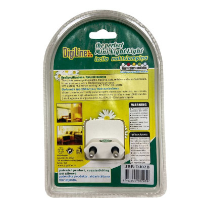 LED nakts lampa ar slēdzi balta JBB-DJ02B LED nakts lampa ar slēdzi balta JBB-DJ02B
