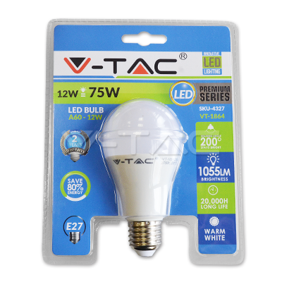 LED spuldze 12W E27 A60 Thermoplastic 2700K VTAC LED spuldze 12W E27 A60 Thermoplastic 2700K VTAC