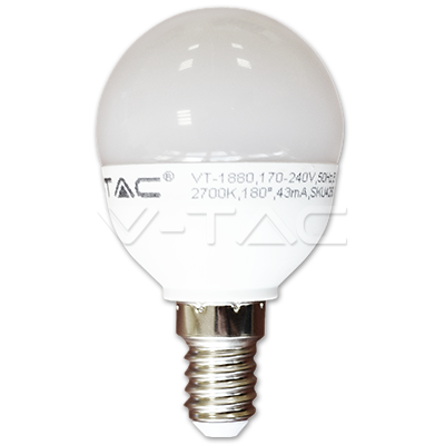 LED spuldze 6W E14 P45 2700K VTAC LED spuldze 6W E14 P45 2700K VTAC
