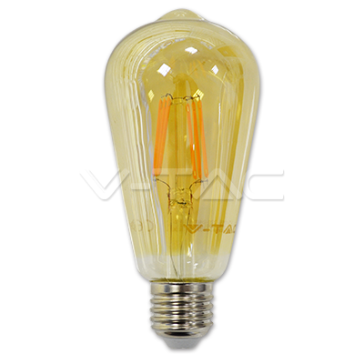LED spuldze 6W E27 Filament Amber Cover ST64 2200K VTAC LED spuldze 6W E27 Filament Amber Cover ST64 2200K VTAC