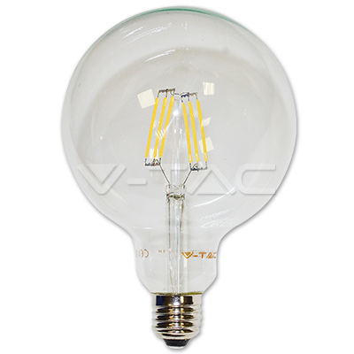 LED spuldze 6W Filament E27 G125 2700K VTAC LED spuldze 6W Filament E27 G125 2700K VTAC