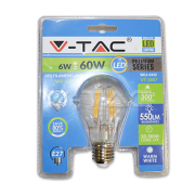 LED spuldze 6W Filament E27 A60 2700K VTAC