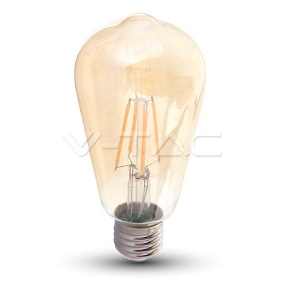 LED spuldze 8W E27 Filament Amber Cover ST64 2200K VTAC LED spuldze 8W E27 Filament Amber Cover ST64 2200K VTAC