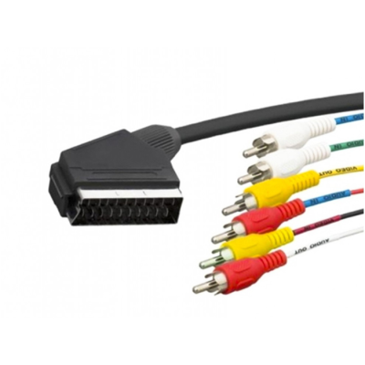 Savienotājvads Scart-6RCA 1,5 m Savienotājvads Scart-6RCA 1,5 m