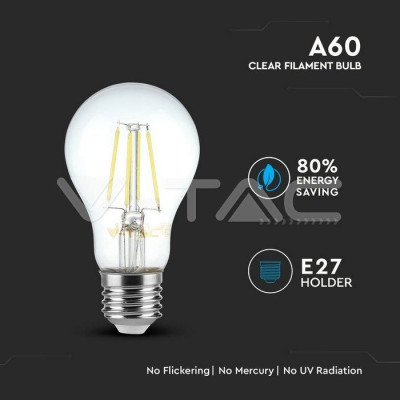 LED spuldze 4W E27 A60 4000K VTAC LED spuldze 4W E27 A60 4000K VTAC