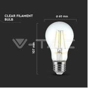 LED spuldze 4W E27 A60 4000K VTAC